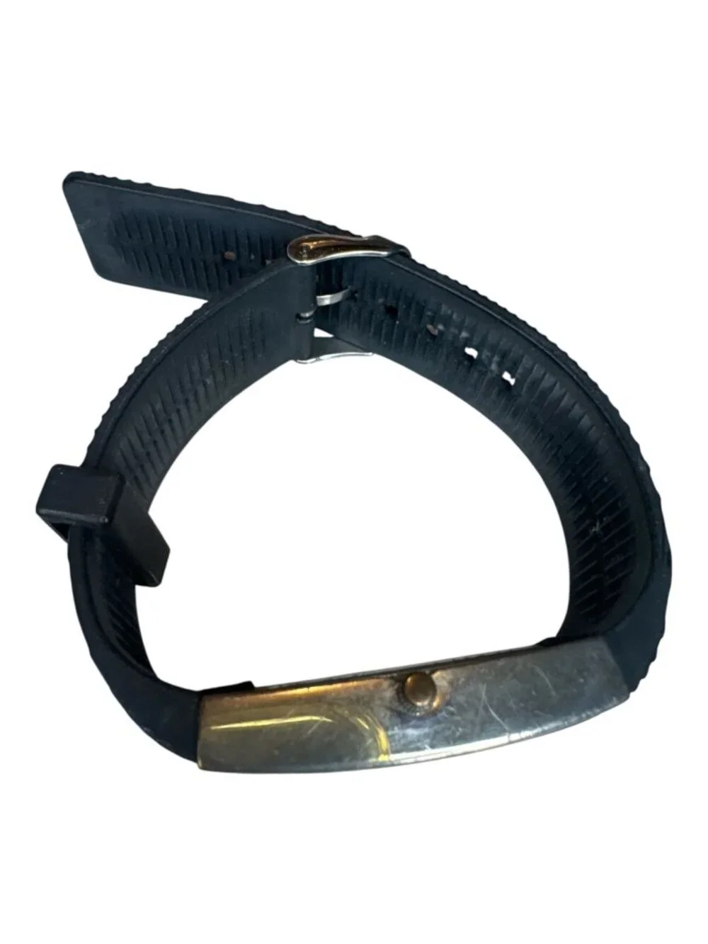 Rectangular Black Quartz Watch With Gold Hands & Silicone Band
